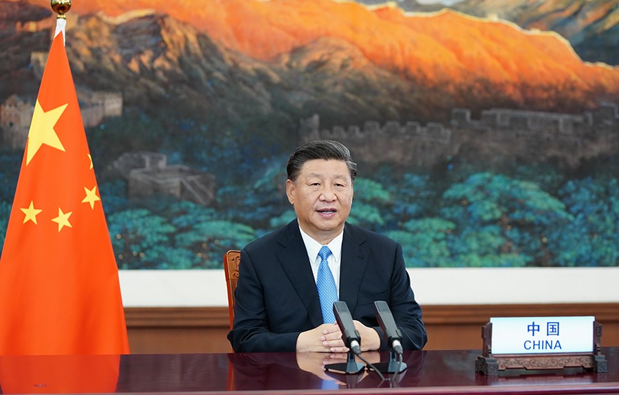 2020年9月22日，國家主席習(xí)近平在第七十五屆聯(lián)合國大會一般性辯論上發(fā)表重要講話。新華社記者 鞠鵬 攝